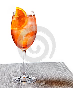 Glass of aperol spritz cocktail