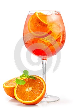 Glass of aperol spritz cocktail