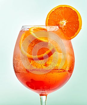 Glass of aperol spritz cocktail