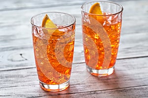 Glass of Aperol Spritz cocktail