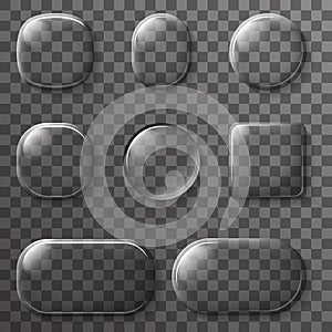 Glass App UI Buttons Icons Transparent design Elements Vector Illustration