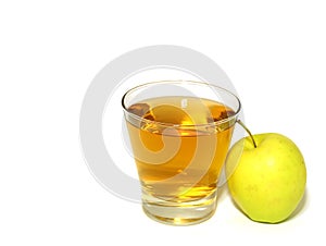 glass of apple juice and fresh apple isolated on