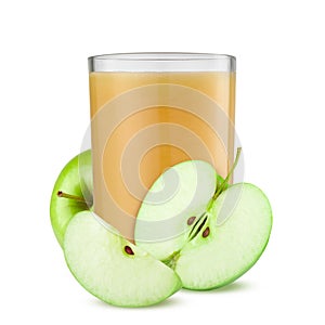 Glass of apple juice isolated on white