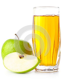 Glass of apple juice and slices