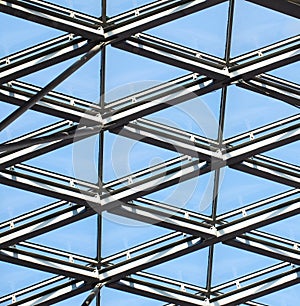 Glass architecture. Close-up photo of contemporary hi-tech architectural detail