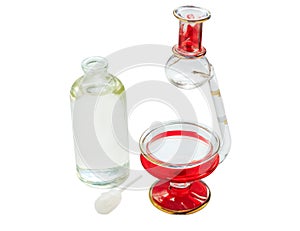 Glass aroma lamp with bottle isolated