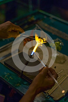 Glass artisan at work