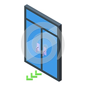 Glass automatic doors icon isometric vector. Enter location