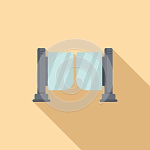 Glass automatic gate icon flat vector. House door