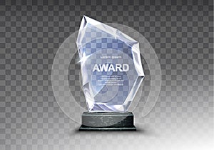 Glass trophy or acrylic winner award realistic