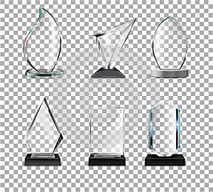 glass awards on transparent background