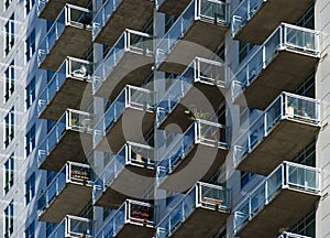 Glass Balconies on the Side of a Tall Building