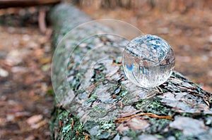 Glass ball or orb for fortunetelling, soothsaying photo