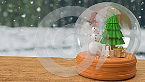 The glass ball winter seasonal Christmas decoration for holiday  or celebration  concept 3d rendering