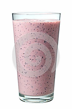 glass of banana and blueberry smoothie