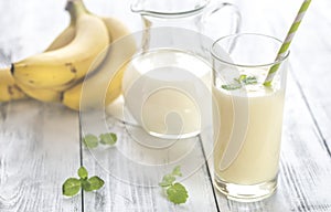 Glass of banana milk shake