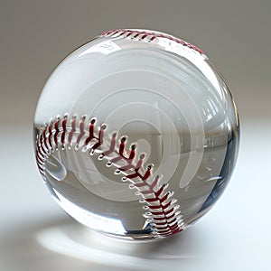 Glass Baseball Ball on White Background