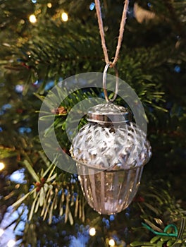 Glass bauble, Acorn shaped, traditional tree decoration.