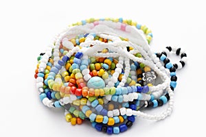 Glass Beads Bracelets on White Background