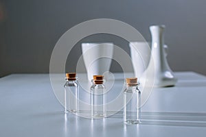 Glass beakers for the different tests and samples