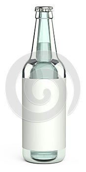 Glass beer bottle with a label. Design mockup template