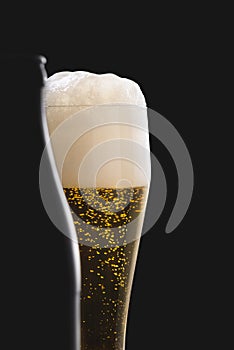 Glass of beer and bottle silhouette. German pilsner beer