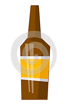 Glass beer bottle vector cartoon illustration.