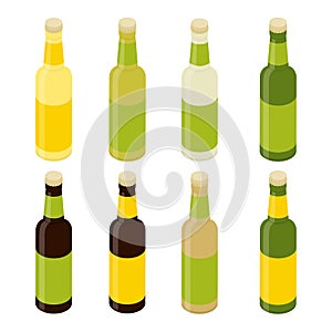 Glass beer bottles isolated on white background