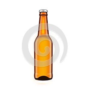 Glass beer brown bottle , isolated on white background