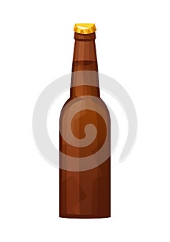 Glass beer brown bottle on white background isolated