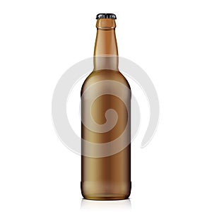 Glass Beer Brown Bottle On White Background Isolated. Ready For Your Design. Product Packing.