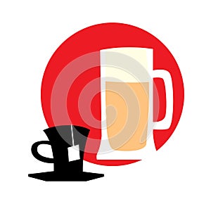 A glass of beer and a cup of tea. Logo. Icon.