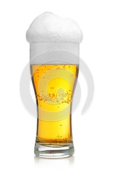 Glass of beer with froth