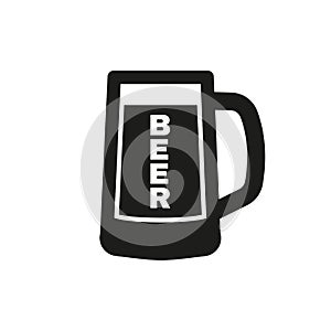 Glass of beer icon. Beer and pub, bar symbol. UI. Web. Logo. Sign. Flat design. App.Stock