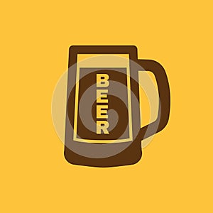 Glass of beer icon. Beer and pub, bar symbol. UI. Web. Logo. Sign. Flat design. App.Stock