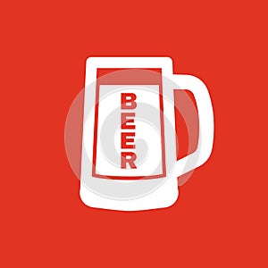 Glass of beer icon. Beer and pub, bar symbol. UI. Web. Logo. Sign. Flat design. App.Stock