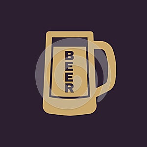 Glass of beer icon. Beer and pub, bar symbol. UI. Web. Logo. Sign. Flat design. App.Stock