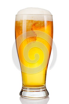 Glass of beer isolated on white background.