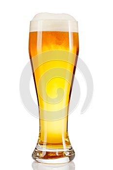 Glass of beer isolated on white background.