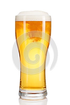 Glass of beer isolated on white background.