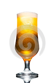 Glass of beer isolated on white background.