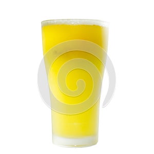 Glass of beer isolated white background.