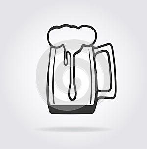 The glass of beer or kvass flat icon. Alcohol drink symbol.