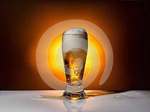 glass beer on light pub background, Oktoberfest concept