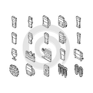 glass beer mug pint bar drink isometric icons set vector