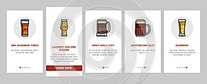 glass beer mug pint bar drink onboarding icons set vector