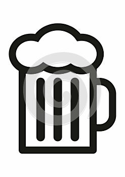 Glass of beer, pint, black web symbol, vector icon, eps.