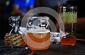 Glass of beer on the table, relax time, restaurant bar, food and beverages, objects still-life, alcohol drinks