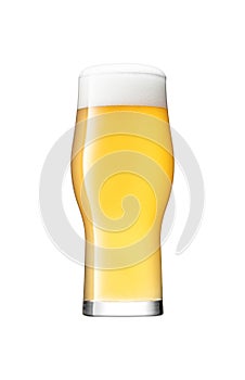 Glass of beer on white background. File contains clipping paths.