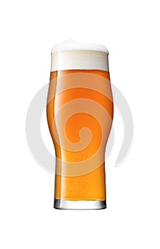 Glass of beer on white background. File contains clipping paths.